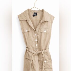 POINT ZERO Beige Belted Utility Shirt Dress Sleeveless Size 10